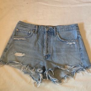 Agolde light blue denim shorts